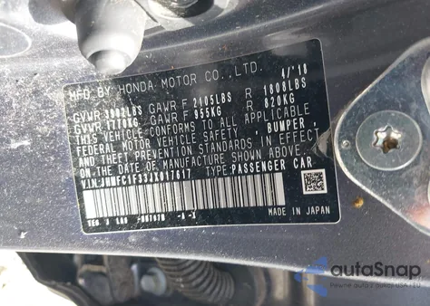 2018 Honda Civic Ex-T из США, поврежденный, VIN JHMFC1F33JX017617